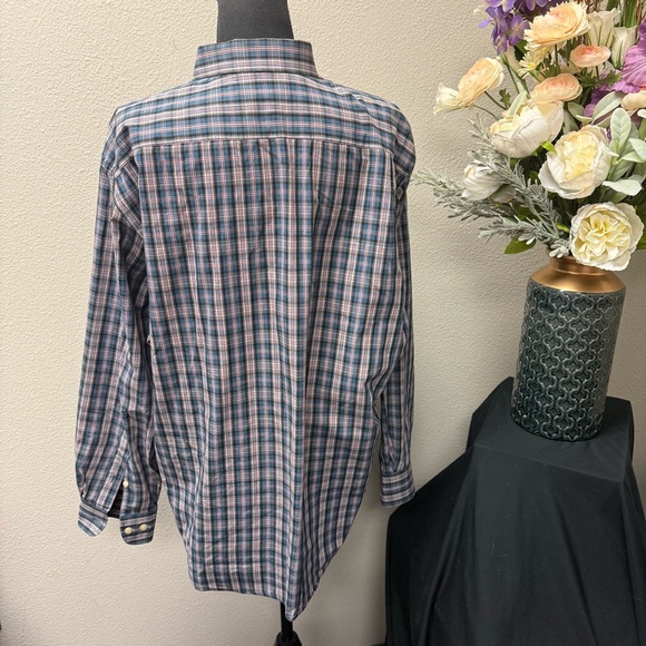 Puritan Blue Burgundy Plaid Button-Down Shirt L | Classic Fall Casual Style - Picture 3 of 9